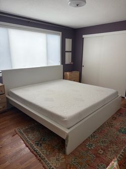 IKEA MALM King Bed Frame and Mattress - storage drawers