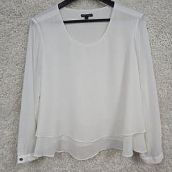 Alberto Makali Top Womens Large White Pullover Lightweight Long Sleeve Blouse 