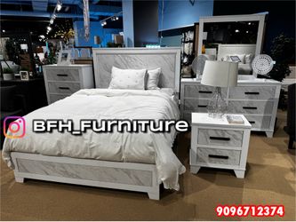 4pcs Queen size bedroom set with orthopedic mattress included