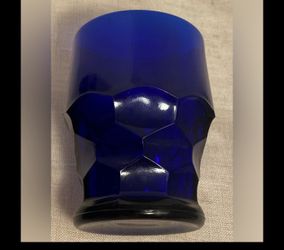 Vintage glass Viking Cobalt Blue Tumbler drinking glass honeycomb pattern MCM