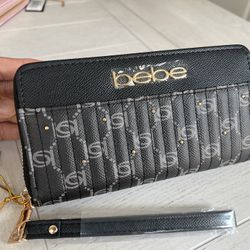 bebe los angeles Cinzia zip around wallet black-new with tags