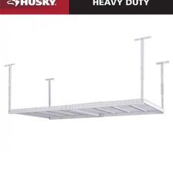 Husky 97.5 in. W x 43.75 in. H x 48 in. D Adjustable Height Metal Heavy-Duty Overhead Garage Storage Rack in White=159
