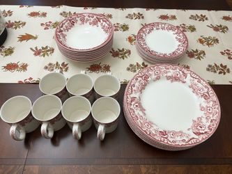 Spode Delamere Cranberry dinnerware set