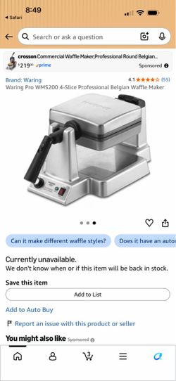 Waring pro 4 square waffle maker
