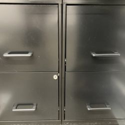 Two Black Steel File Cabinets With Keys