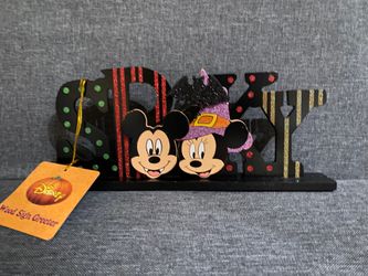 Halloween Disney Wood Sign Greeter Mickey Minnie Mouse