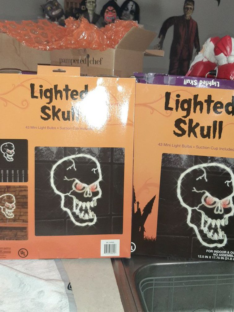 Halloween Window Lite Up"s 2 Skelton's And 1 Cat Left 10 A Peice Can Ship