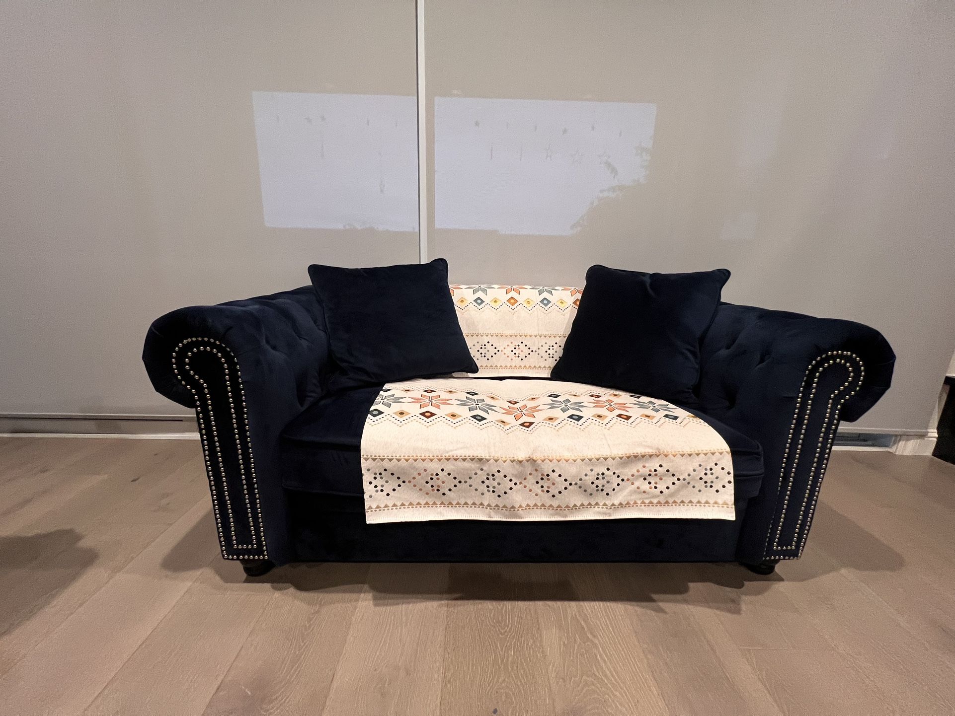 Gorgeous Blue Velvet Loveseat - Like New
