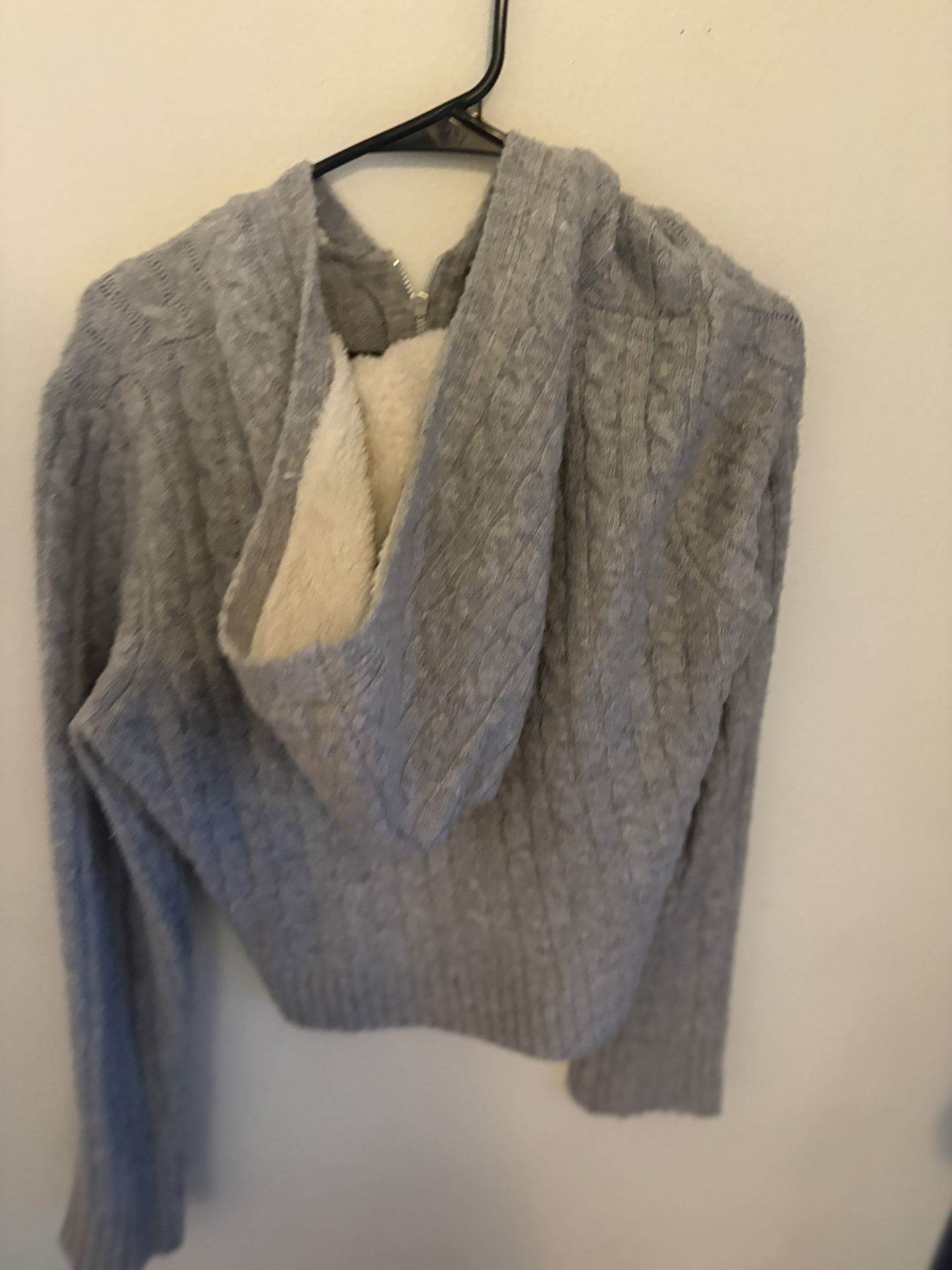 Gray Knit Zip Up Cardigan