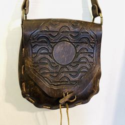 Vintage Blackhorn Leather Hand Crafted Artisan Shoulder Bag