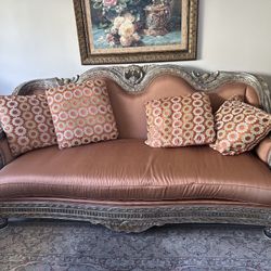 Vintage French Provincial/Rococo Revival Style Sofa SET (Two Couches) – Ornate Carved Wood – Reupholster Ready