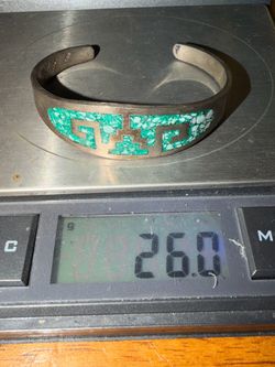 Vintage Taxco 925 Silver Turquoise Inlay Cuff Bracelet