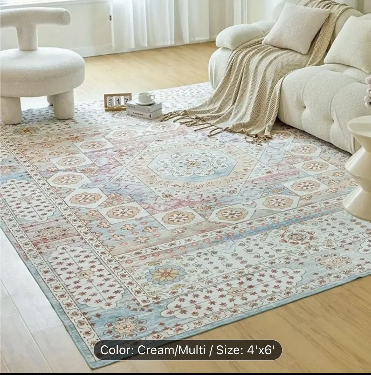 New-Luxurious Vintage Medallion Washable Area Rug -4*6