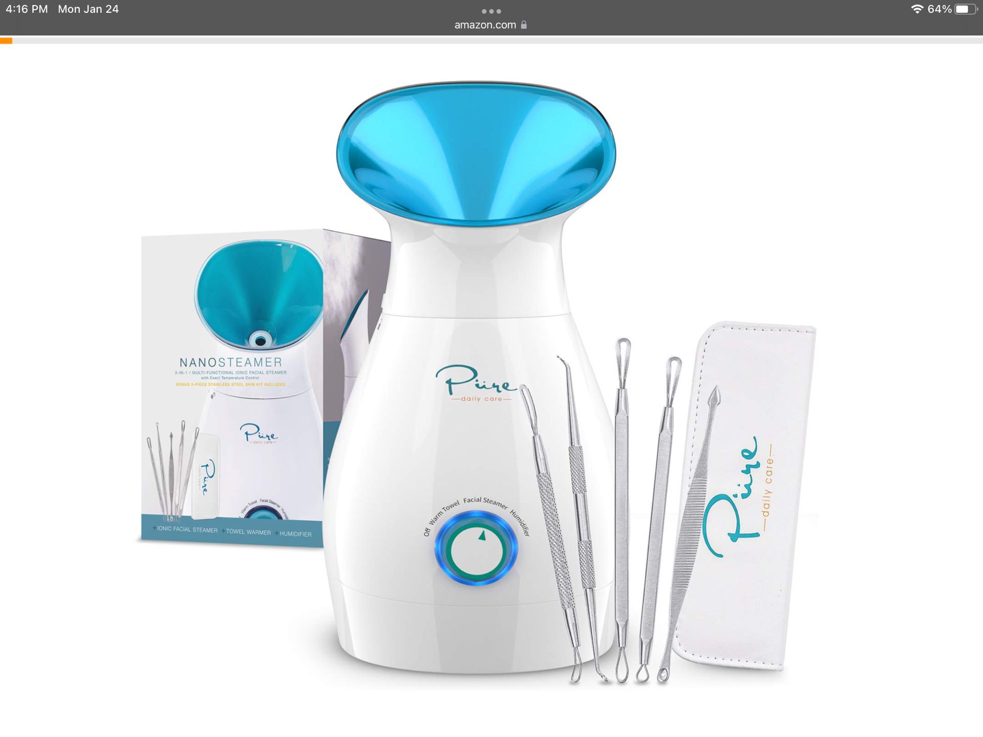 New NanoSteamer Large 3-in-1 Ionic Facial Steamer
