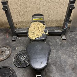 Adjustable Bench Press With Barbell And Plates 