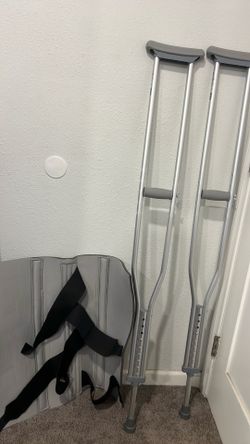 Crutches and leg brace