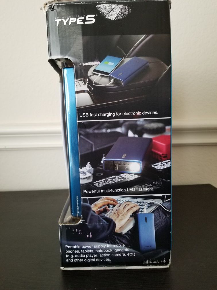 Type S Lithium Jump Starter Portable Power Bank with LED Flashlight for Sale in Richardson, TX