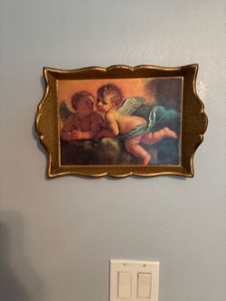 Cherub Angel Print in Gold Ornate Frame