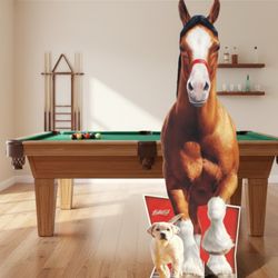BUDWEISER 2014 Clydesdale Horse and Puppy Cardboard Cutout Store Display Extremely RARE Almost  6FT TALL!