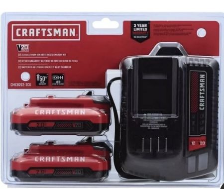 Craftsman 20V MAX 20 V 2 Ah Lithium-Ion Starter Kit 3 pc CMCB202-2CK