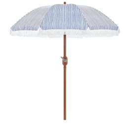 9ft Patio Umbrella with Tassels, Fringe Portable Beach Umbrella, Umbrella Outdoor Patio with Crank Operating Mechanism, Tilting Aluminum Pole, Fibergl
