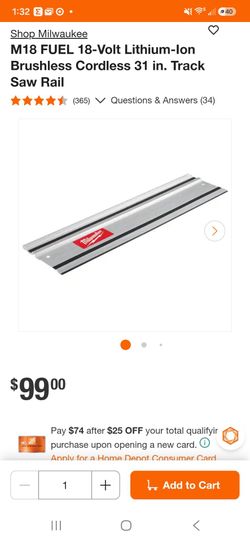 Milwaukee 31" guide rail