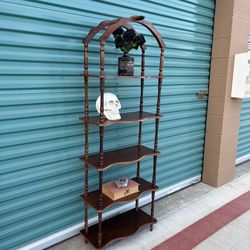Vintage Mahogany Etagere 5-Tier Shelf Open Display Bookcase •FREE DELIVERY•