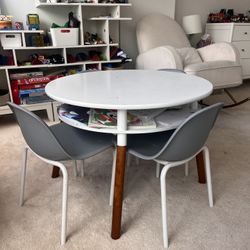Pottery Barn Kids, White Table And 4 Gray Chairs 