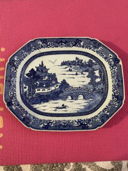 Chinese antique porcelain plate 12x14.5inches