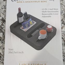 Couch Cup Holder& Snack Tray - Non-Slip Sofa Caddy For Drinks Remote & More