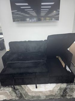 Luxurious Sectional w/Sofa bed features plush corduroy fabric