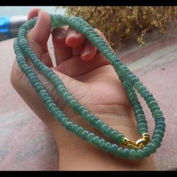 Certificate Jadeite Jade Green protection Necklace 21inches Bead beads