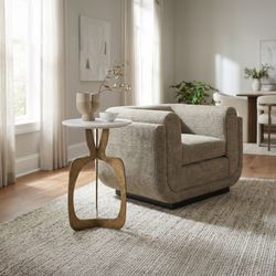 Sereneu Green Tweed Accent Chair