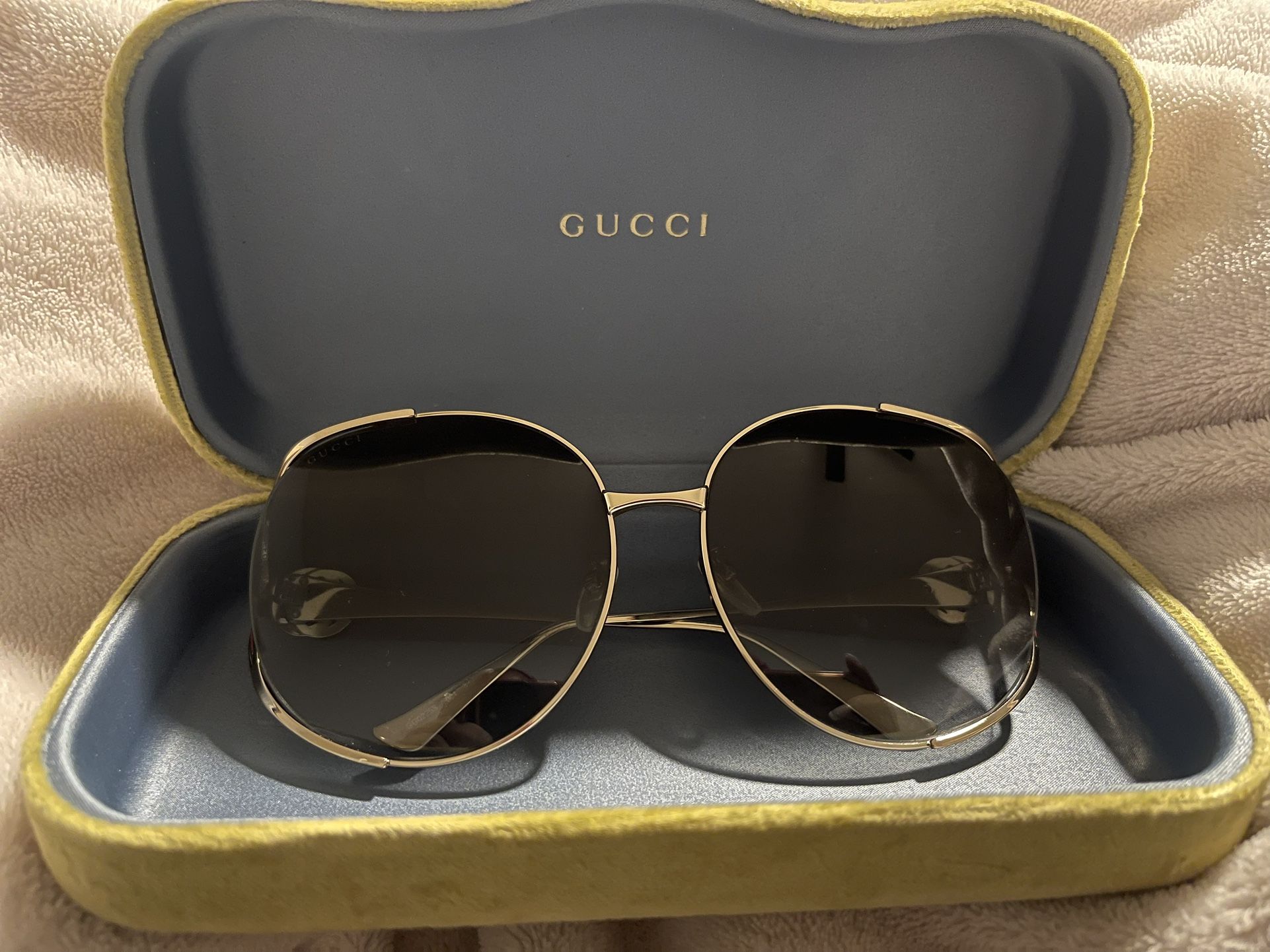 Authentic Gucci 63mm Gradient Oversize Open Temple Round Sunglasses