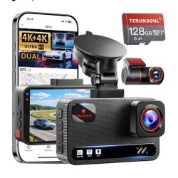 4K Dash Cam Front and Rear, Free 128GB Card Included, 5.8GHz WiFi Dash Camera for Cars, Built-in GPS, G-Sensor