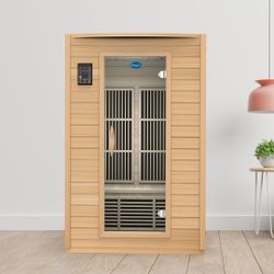 New in the box 2-Person Carbon Infrared Sauna - Canadian Hemlock Wooden Sauna - 1700 Watts - Bluetooth, FM Radio & USB