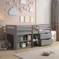 TWIN LOFT BED WHIT STORAGE βοΈ 1714586,2564 FREE TWIN MATTRES WHEN YOU ORDER THIS BED CALLL TODAY