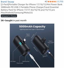 New Swyop 5000mAh Portable Power Bank with Charger – Black