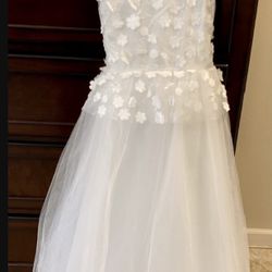 New White Flower Girl Dress  Size 10