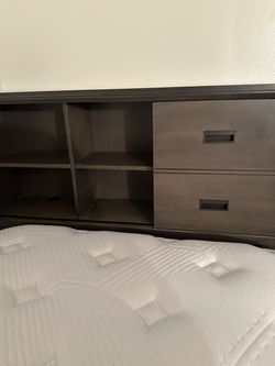 Grey full size bed