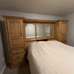 Solid Wood Queen Bed W/ Storage 