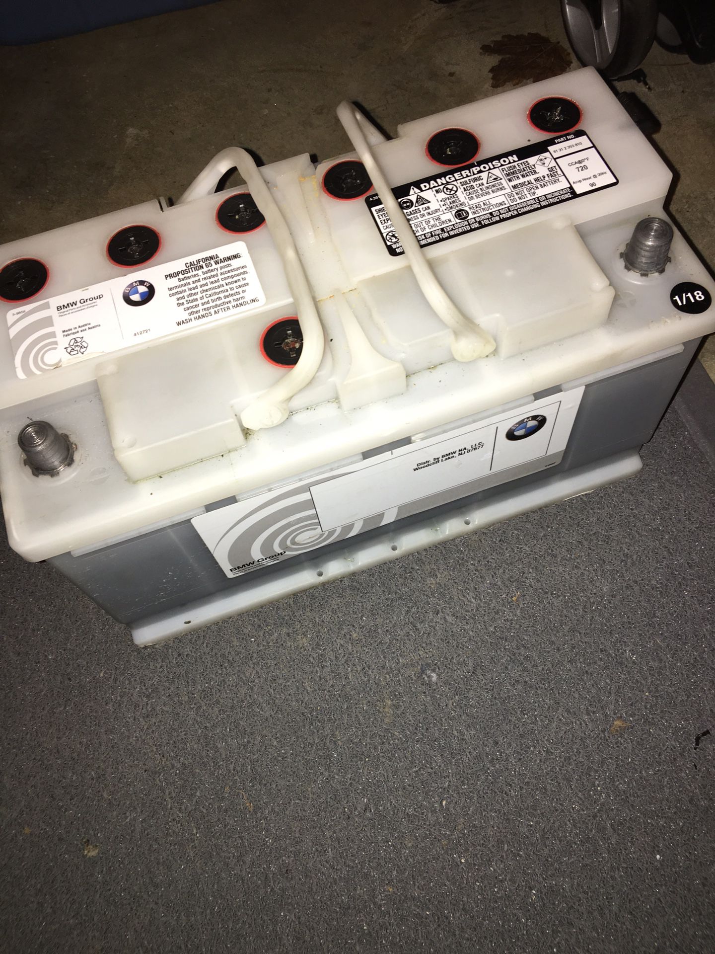 OEM BMW Battery (Part # 61212353810)
