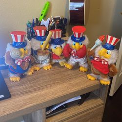 Vintage 1980s Applause Sam the Olympic Eagle Dolls Set