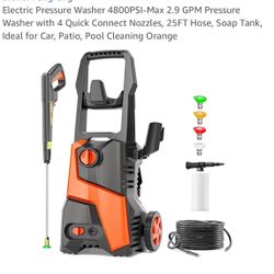 Electric Pressure Washer 4800PSI-Max 2.9 GPM Pressure