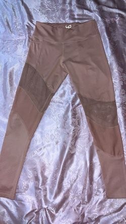 Mauve High-Waist Mesh Panel Athletic Leggings