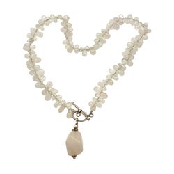 SILPADA N1058 Retired Rose Quartz Necklace  - 925 Sterling Toggle Front Clasp with Pendant - Gemstone Jewelry Accessory 