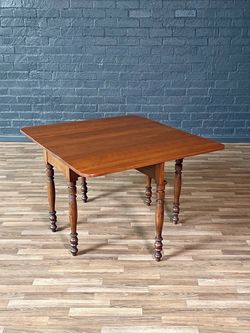 American Farmhouse Drop-Leaf Dining Table w/ Turned Legs, c.1940's - Delivery Available