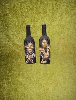 Set A Black Skull Candle Holders
