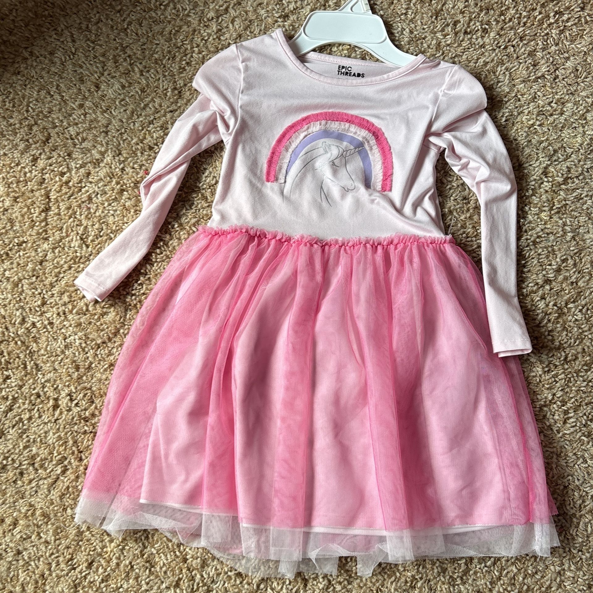 Unicorn Dress Size 6 For Girls Pink Long Sleeve