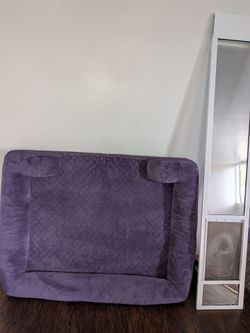 Dog bed and doggy door